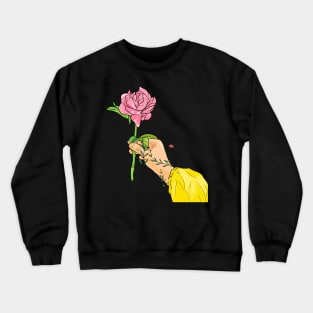 Hand Holding A Rose Crewneck Sweatshirt